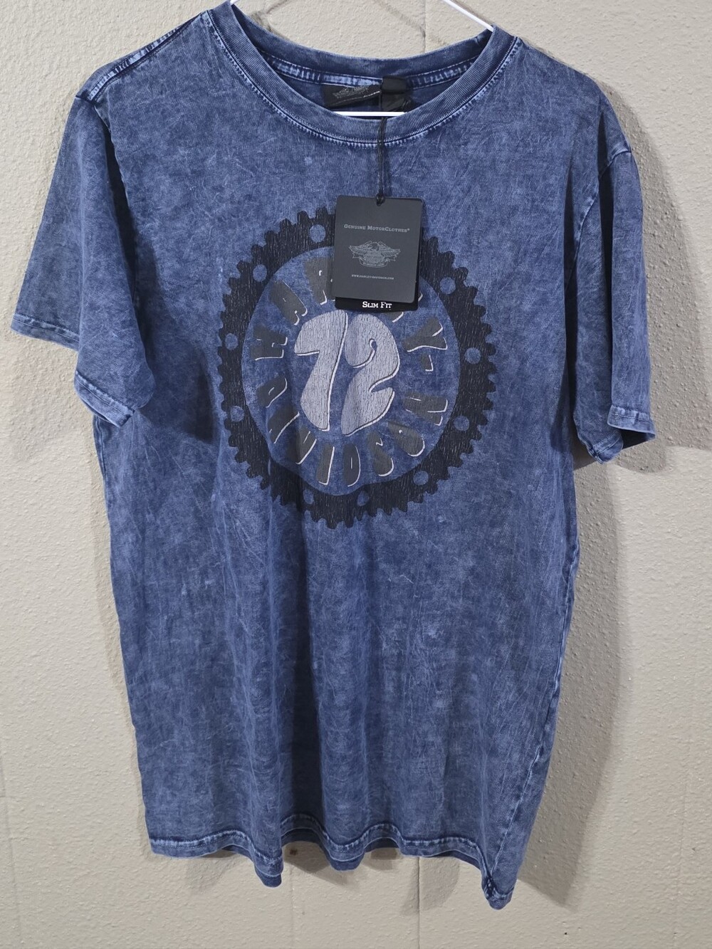 Nwt Men's Harley Davidson Vintage-Style Blue Graphic T-Shirt Sz L Slim Fit